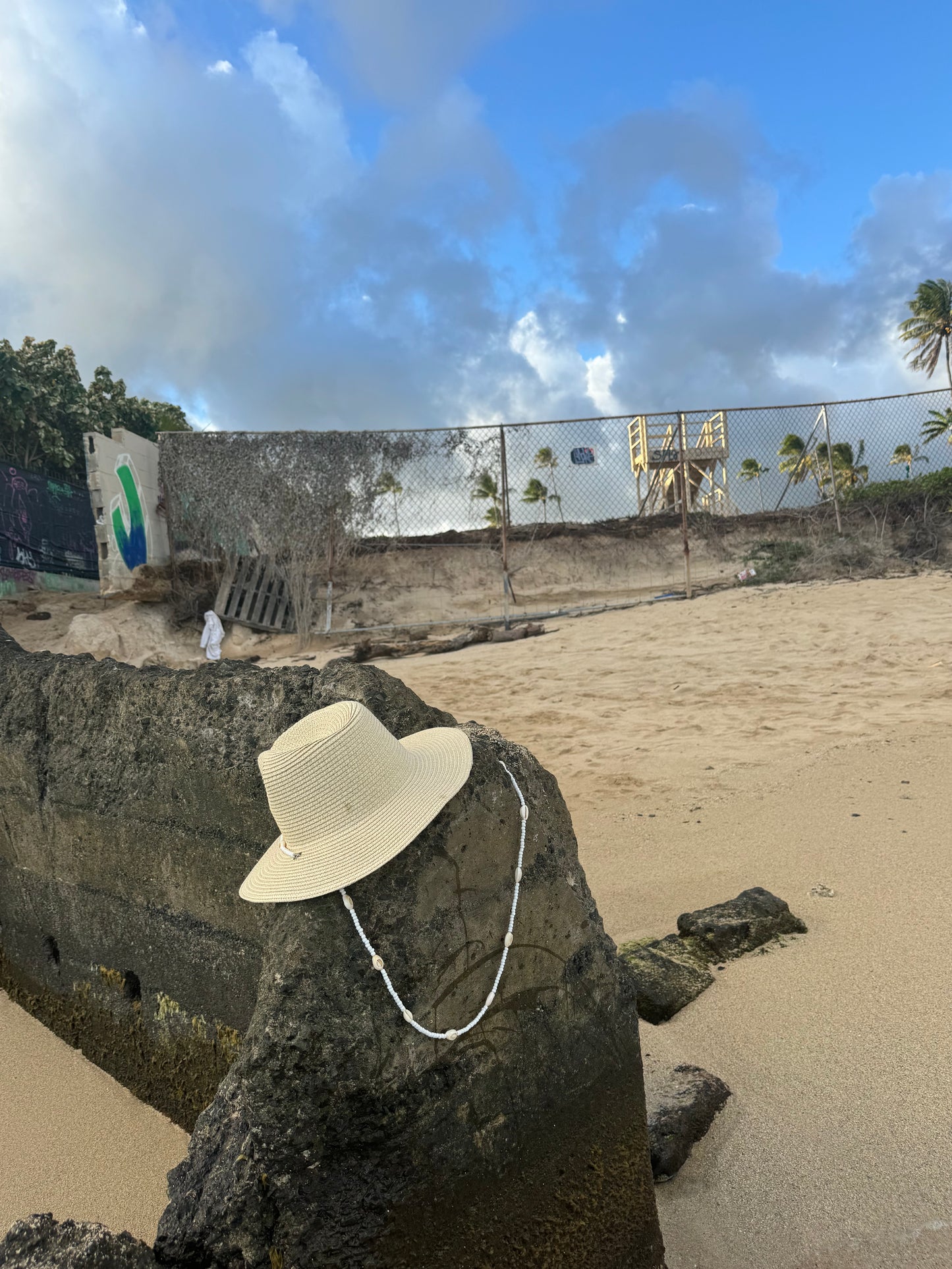 straw coy boy hat with pearl n beads